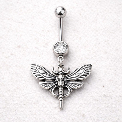 Stainless Steel Gothic Butterfly Dangle Navel Ring Navel Ring Skin Metals