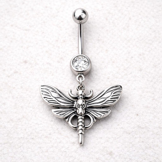 Stainless Steel Gothic Butterfly Dangle Navel Ring Navel Ring Skin Metals