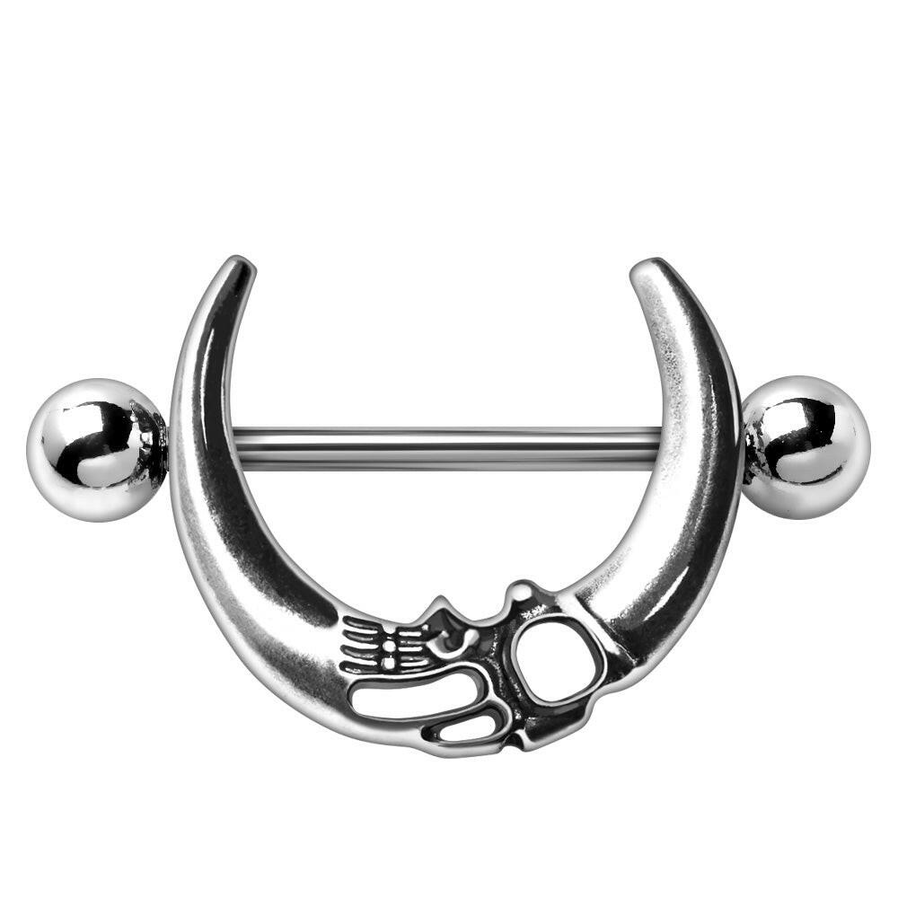 Stainless Steel Gothic Crescent Moon Nipple Shield Nipple Ring Impulse Piercings