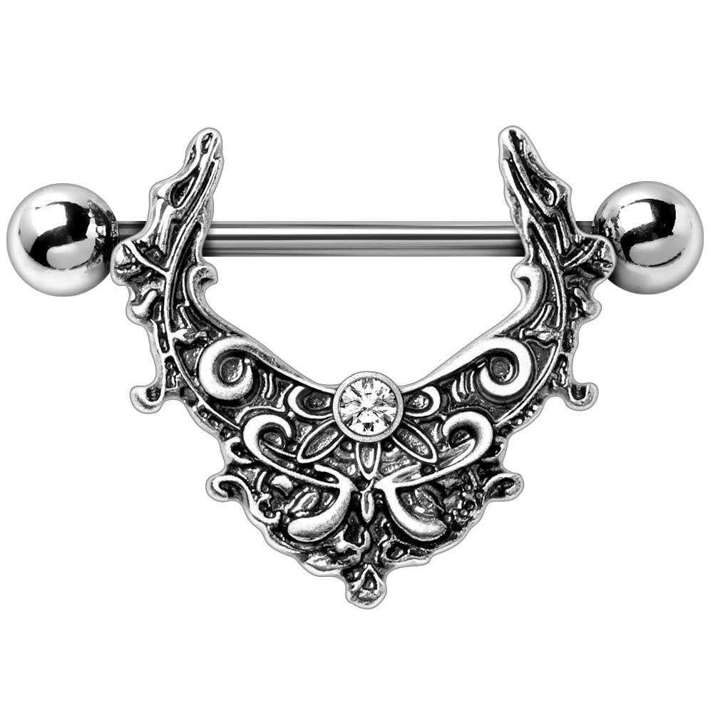 Stainless Steel Gothic Nipple Shield Nipple Ring Impulse Piercings