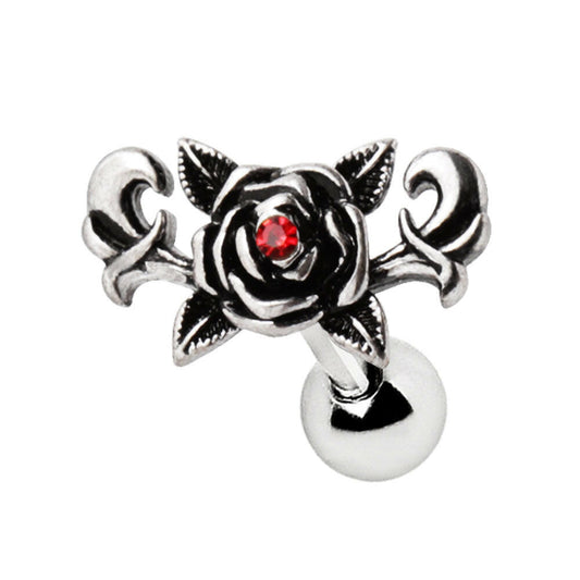 Stainless Steel Gothic Rose Cartilage Earring Cartilage Earring Impulse Piercings 16 gaugeLength: 1/4"