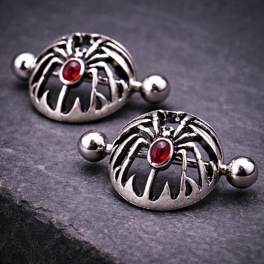 Stainless Steel Gothic Spider Dome Shape Nipple Shield - Skin Metals