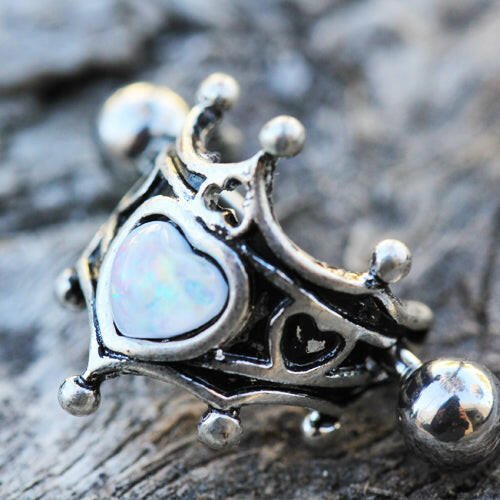 Stainless Steel Heart Crown Cartilage Cuff Earring Cuff Earring Impulse Piercings