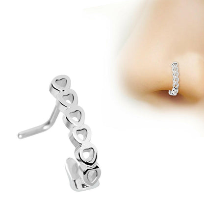 Stainless Steel Heart L Bend Half Nose Hoop Nose Ring Impulse Piercings