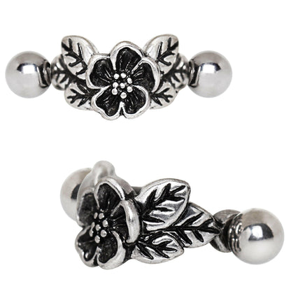 Stainless Steel Hibiscus Flower Cartilage Cuff Earring Cuff Earring Impulse Piercings 16 gaugeLength: 1/2"