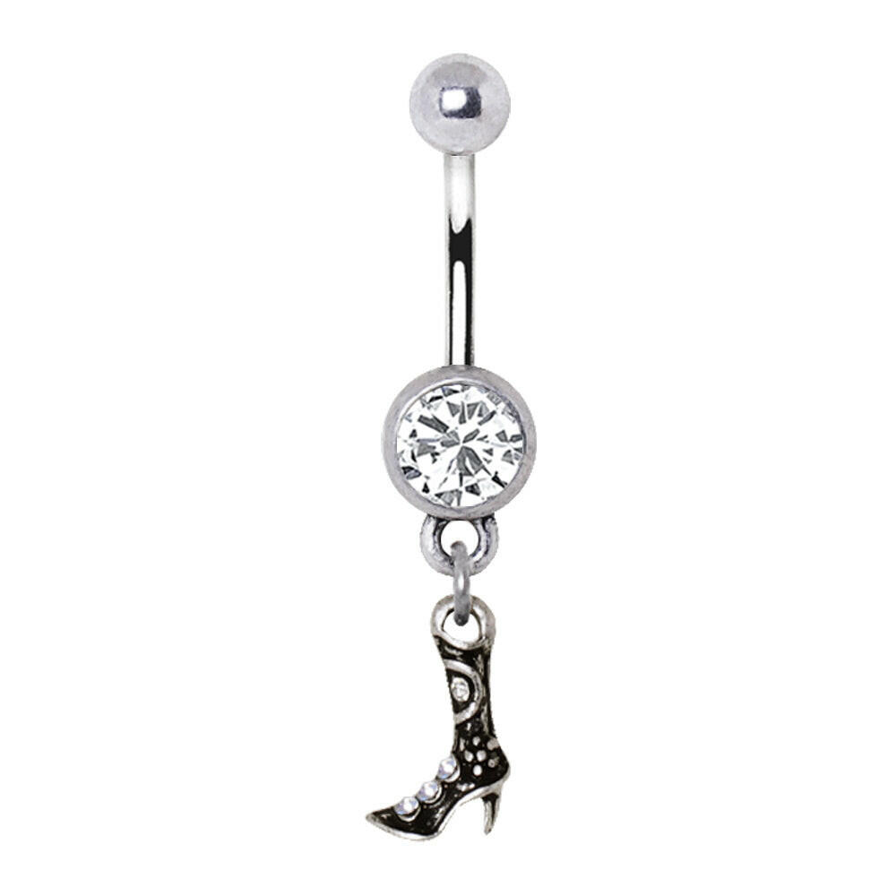 Stainless Steel High Heel Cowgirl Boot Dangle Navel Rings Navel Ring Impulse Piercings