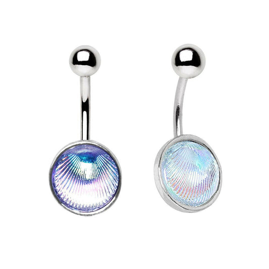 Stainless Steel Holographic Shell Navel Ring