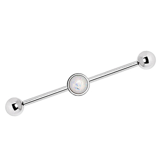 Stainless Steel Industrial Barbell with Synthetic Opal