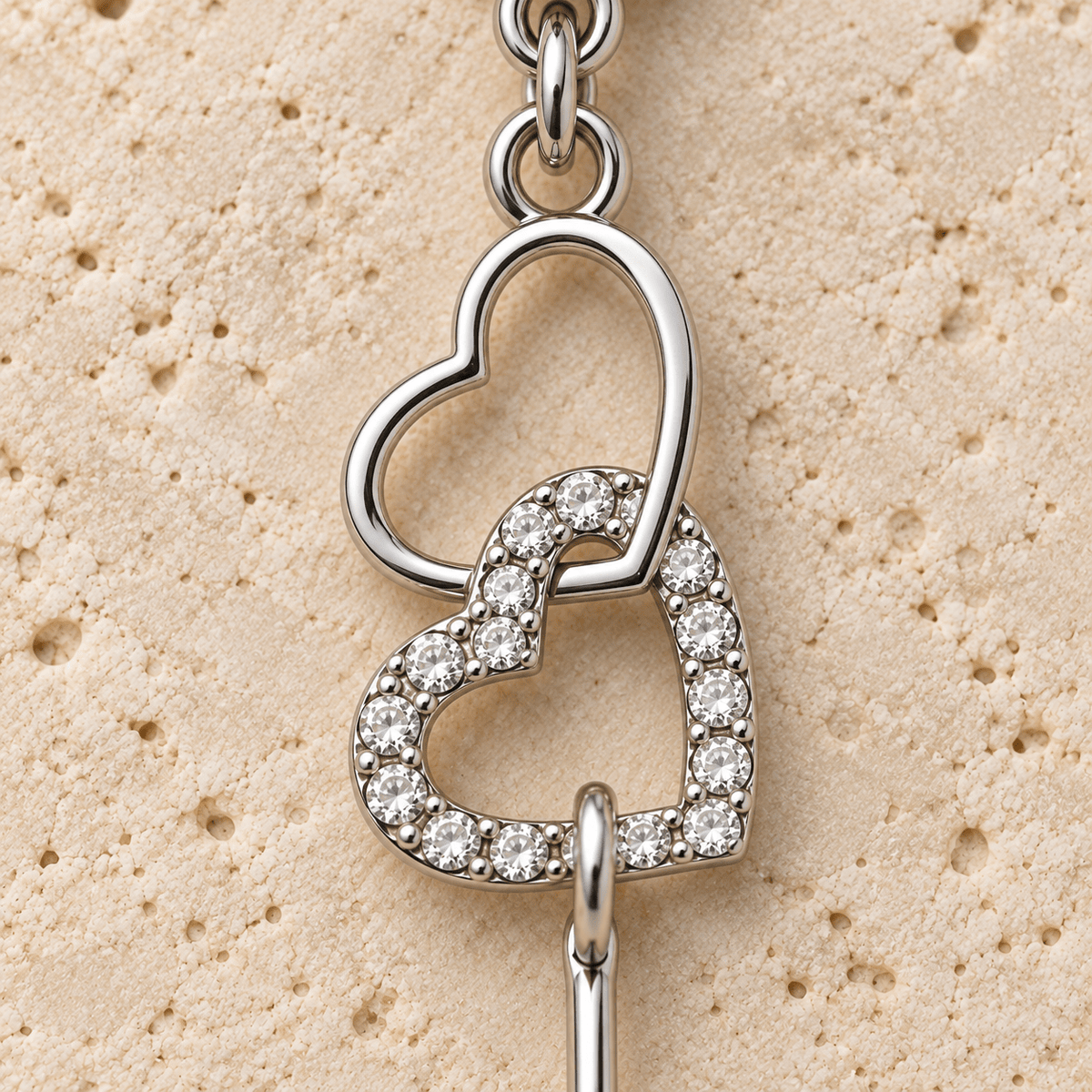 Stainless Steel Interlocked Heart Dangle Navel Ring - Skin Metals