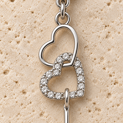 Stainless Steel Interlocked Heart Dangle Navel Ring - Skin Metals