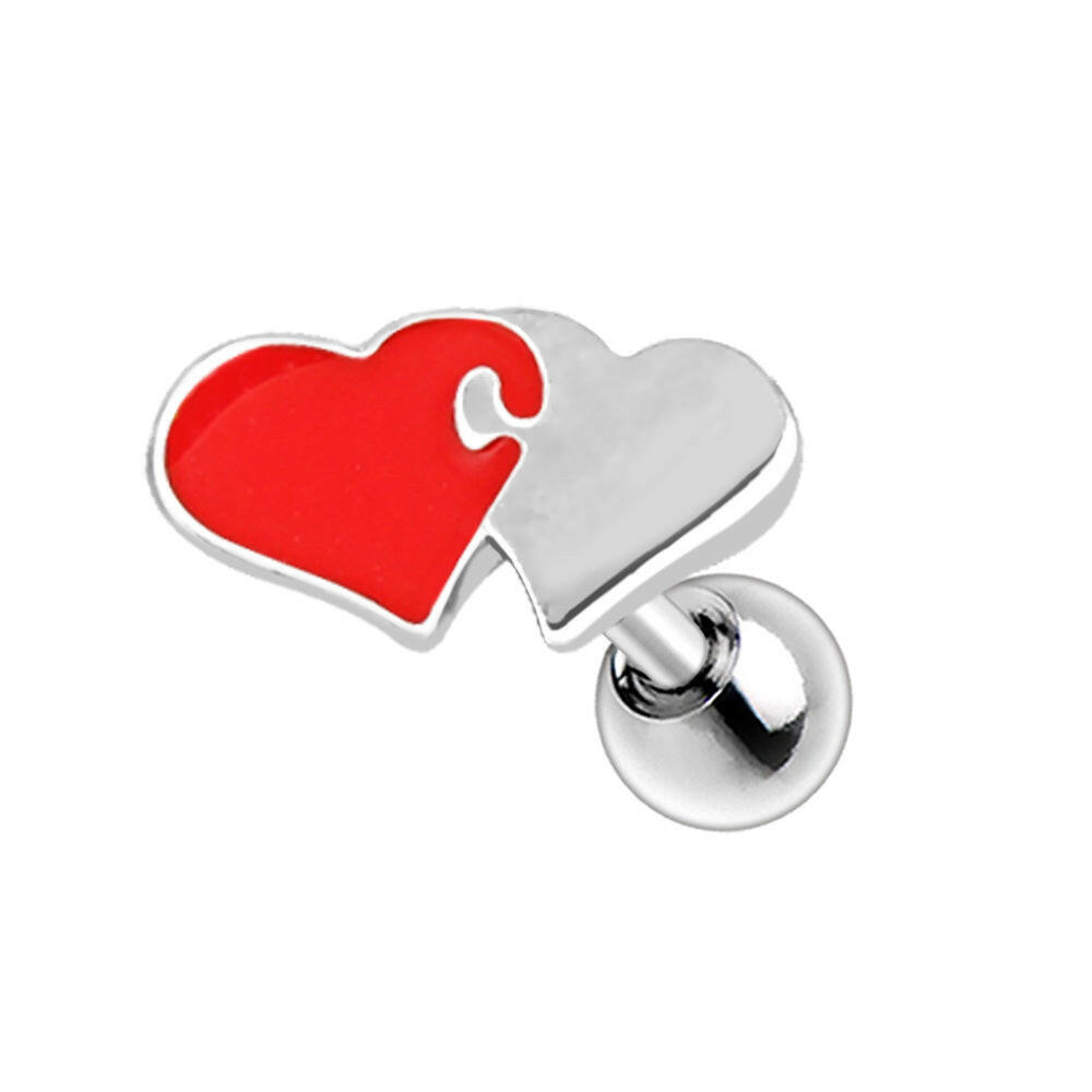 Stainless Steel Interlocked Hearts Cartilage Earring Cartilage Earring Impulse Piercings 16 gaugeLength: 1/4"