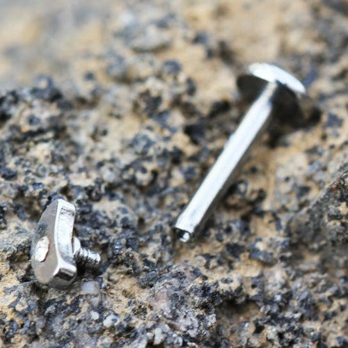 Stainless Steel Internally Threaded Jeweled Crescent Moon Labret