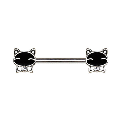 Stainless Steel Jeweled Bow Tie Black Kitten Nipple Bar Nipple Ring Impulse Piercings