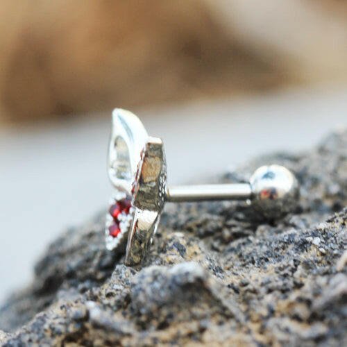 Stainless Steel Jeweled Butterfly Cartilage Earring