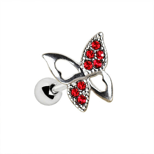 Stainless Steel Jeweled Butterfly Cartilage Earring Cartilage Earring Impulse Piercings 16 gaugeLength: 1/4"