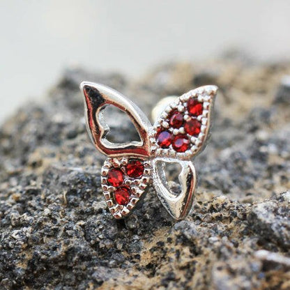 Stainless Steel Jeweled Butterfly Cartilage Earring