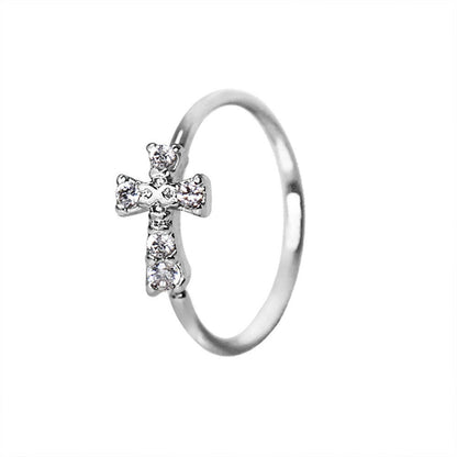 Stainless Steel Jeweled Cross Cartilage Earring / Nose Hoop Ring Nose Ring Impulse Piercings