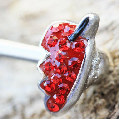 Stainless Steel Jeweled Devil's Heart Nipple Bar Nipple Ring Impulse Piercings