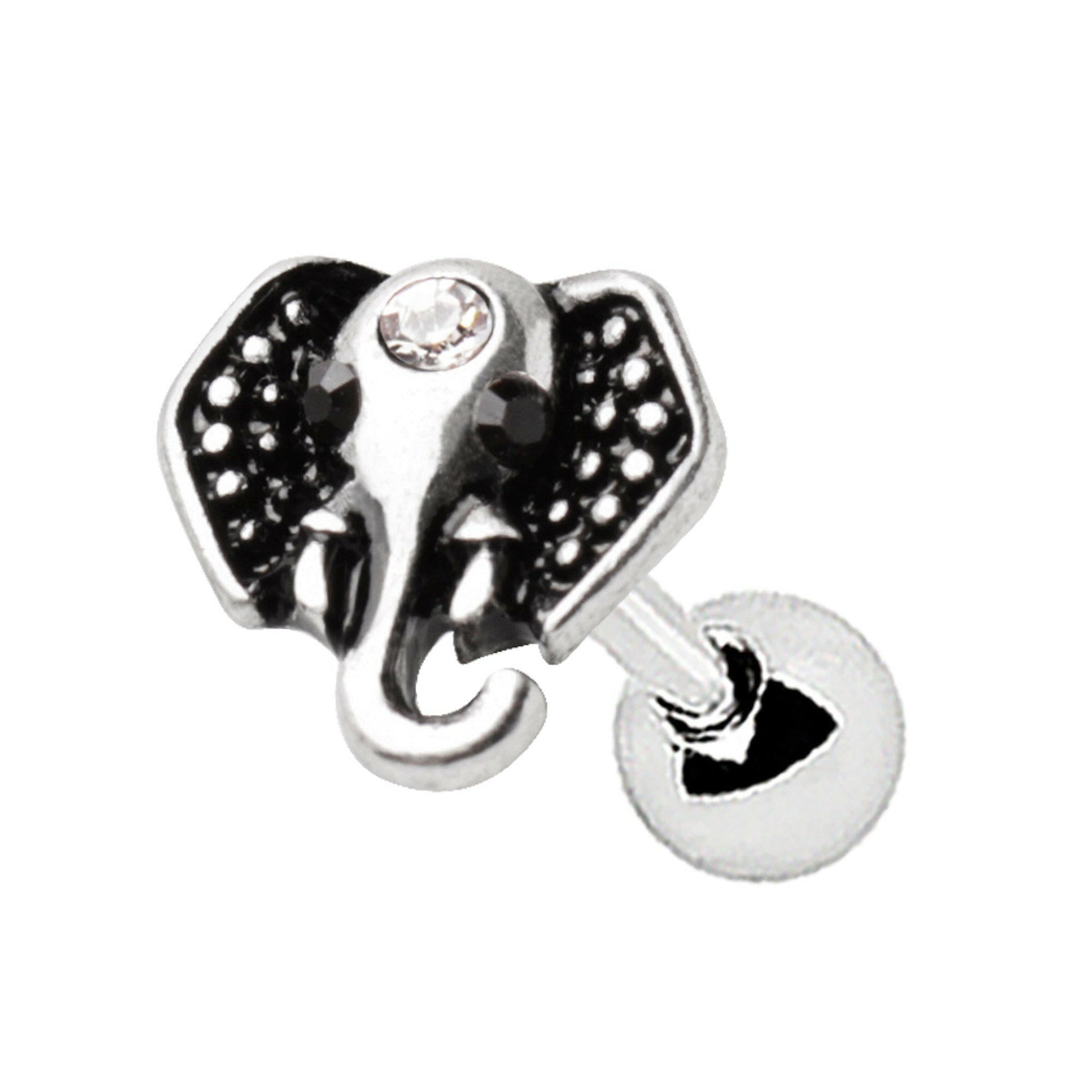 Stainless Steel Jeweled Elephant Cartilage Earring Cartilage Earring Impulse Piercings 16 gaugeLength: 1/4"