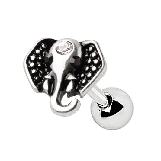 Stainless Steel Jeweled Elephant Cartilage Earring Cartilage Earring Impulse Piercings 16 gaugeLength: 1/4"