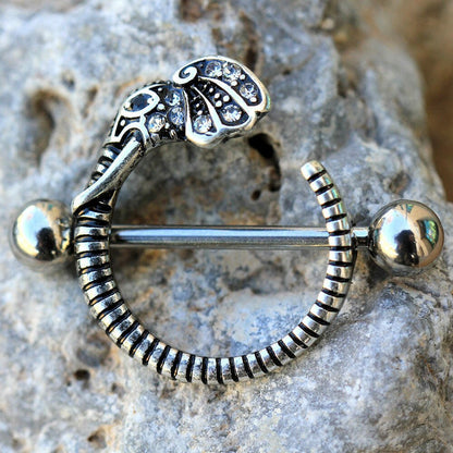 Stainless Steel Jeweled Elephant Nipple Shield Nipple Ring Impulse Piercings