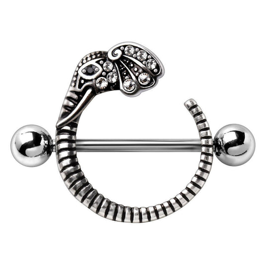 Stainless Steel Jeweled Elephant Nipple Shield Nipple Ring Impulse Piercings