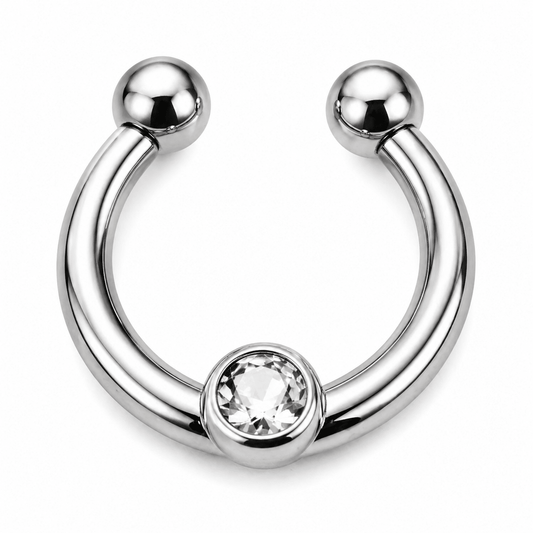 Stainless Steel Jeweled Fake Septum Ring