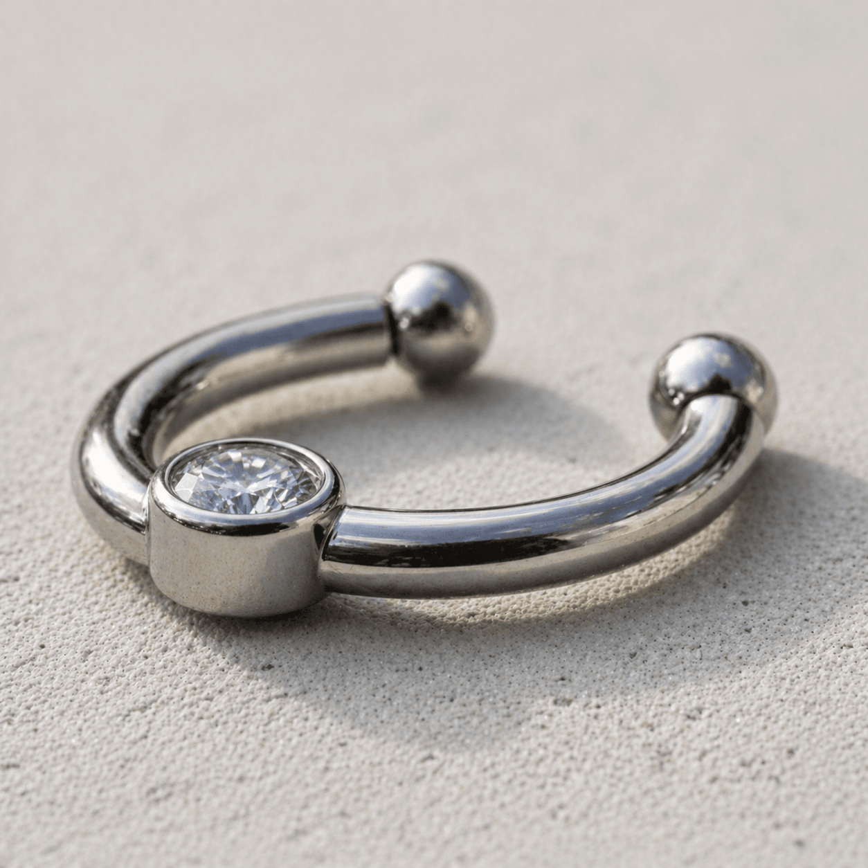 Stainless Steel Jeweled Fake Septum Ring - Skin Metals