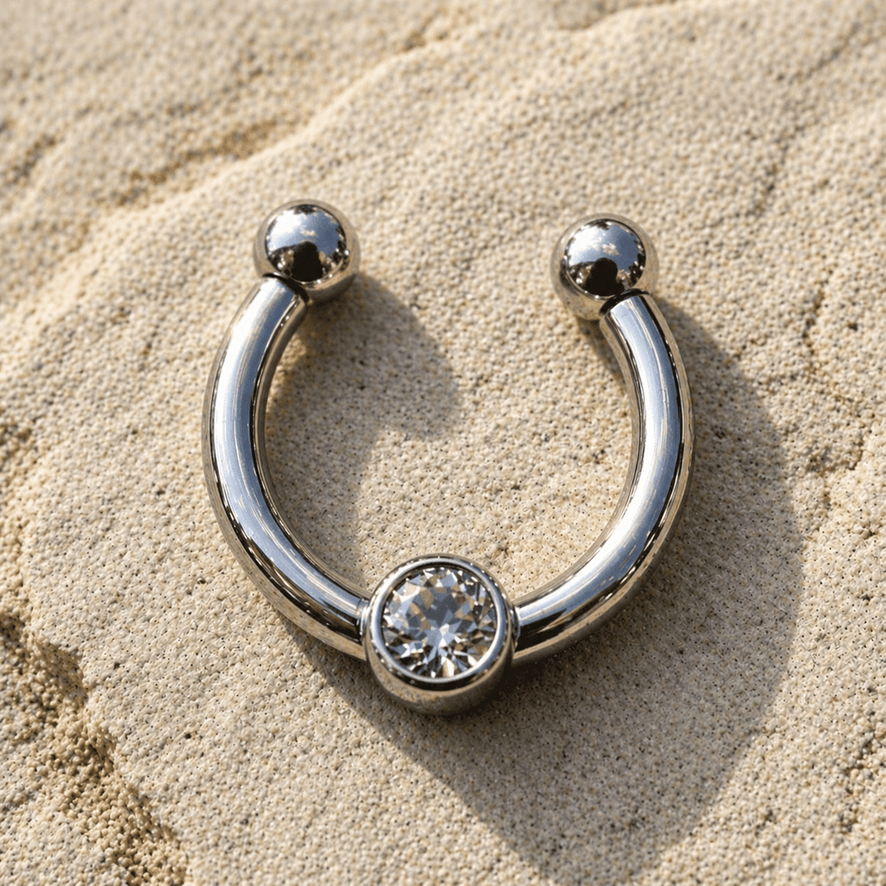 Stainless Steel Jeweled Fake Septum Ring - Skin Metals