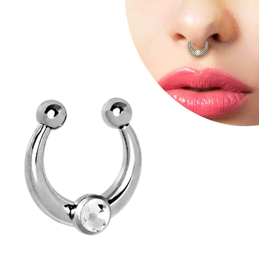 Stainless Steel Jeweled Fake Septum Ring Fake Septum Ring Impulse Piercings