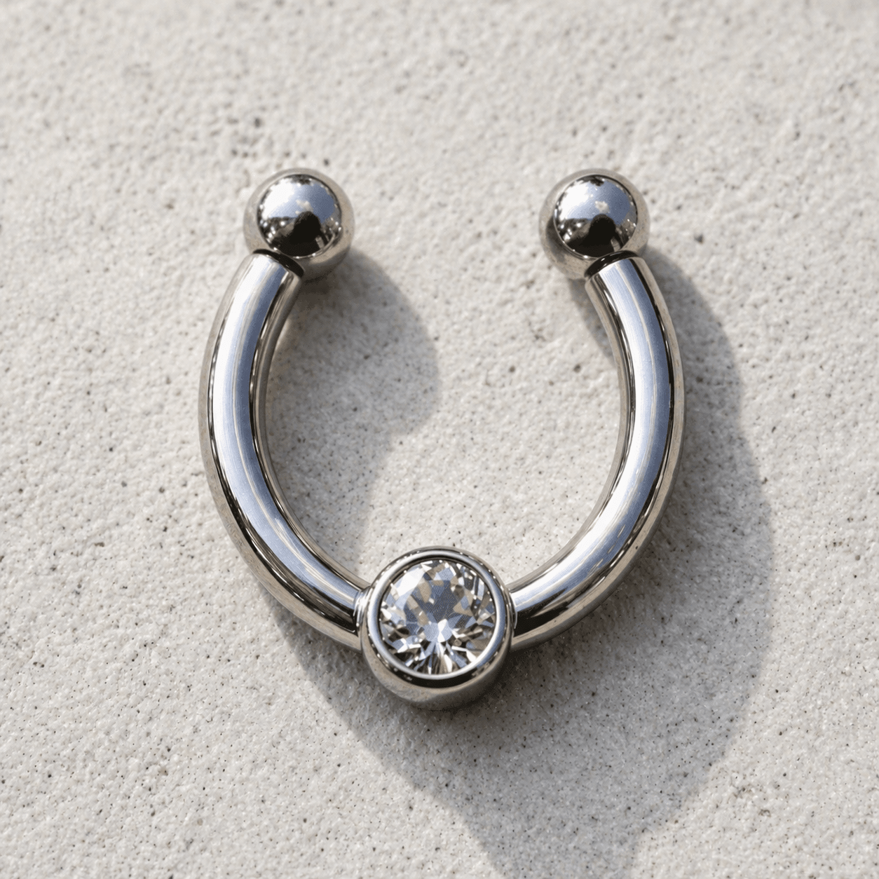 Stainless Steel Jeweled Fake Septum Ring - Skin Metals