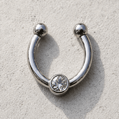 Stainless Steel Jeweled Fake Septum Ring - Skin Metals
