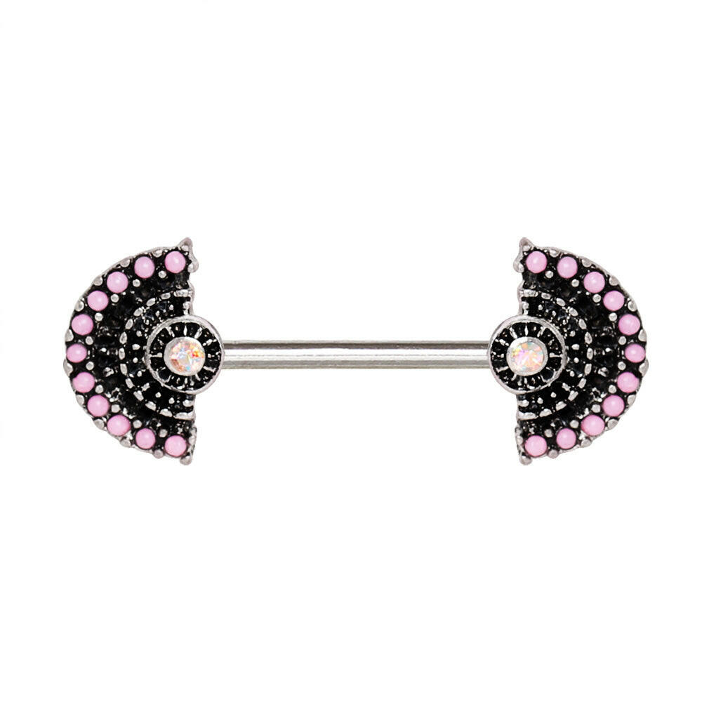 Stainless Steel Jeweled Fan Nipple Bar Nipple Ring Impulse Piercings