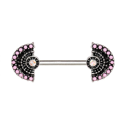 Stainless Steel Jeweled Fan Nipple Bar Nipple Ring Impulse Piercings