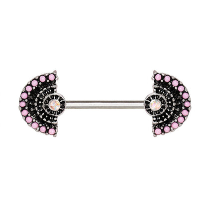14G jeweled fan body jewelry barbell pair