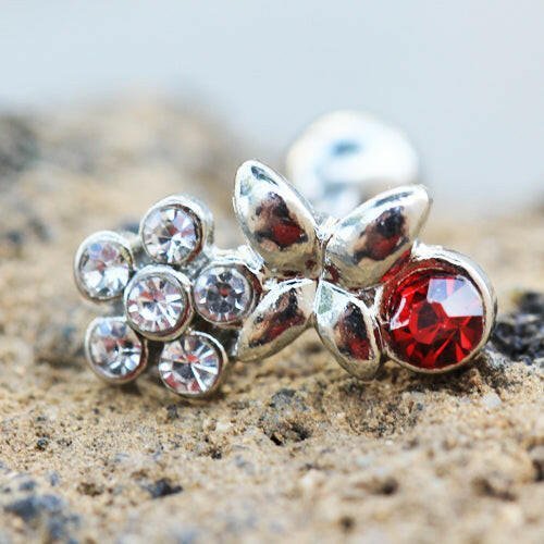 Stainless Steel Jeweled Flower Field Cartilage Earring