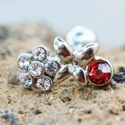 Stainless Steel Jeweled Flower Field Cartilage Earring