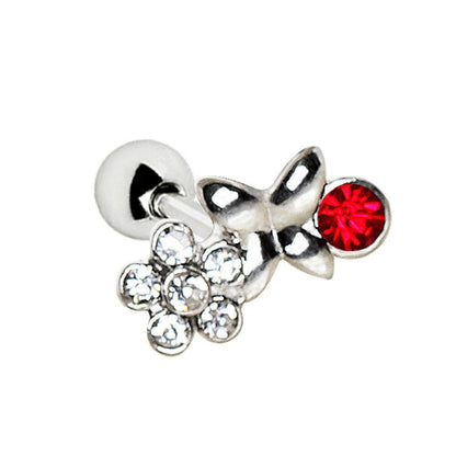 Stainless Steel Jeweled Flower Field Cartilage Earring Cartilage Earring Impulse Piercings 16 gaugeLength: 1/4"