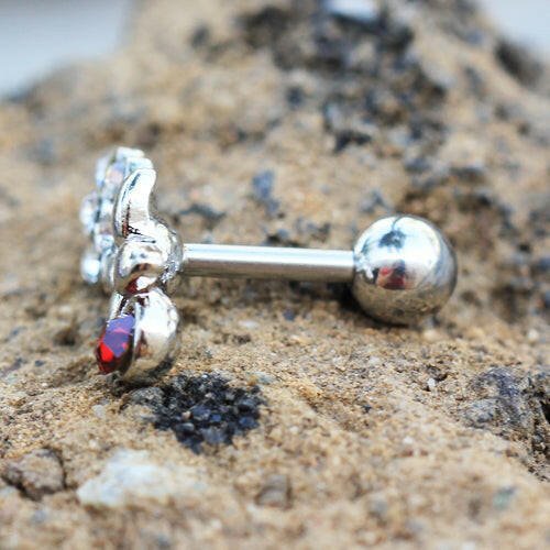 Stainless Steel Jeweled Flower Field Cartilage Earring