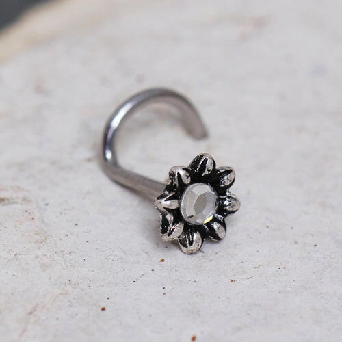 Stainless Steel Jeweled Flower Nose Screw Ring Nose Ring Impulse Piercings