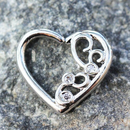 Stainless Steel Jeweled Ornate Heart Annealed Cartilage Earring Cartilage Earring Impulse Piercings