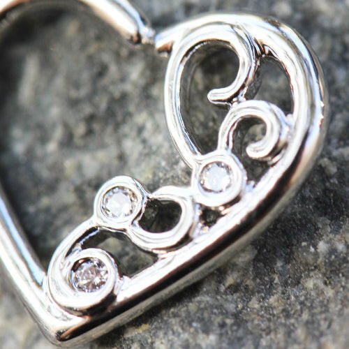 Stainless Steel Jeweled Ornate Heart Annealed Cartilage Earring Cartilage Earring Impulse Piercings