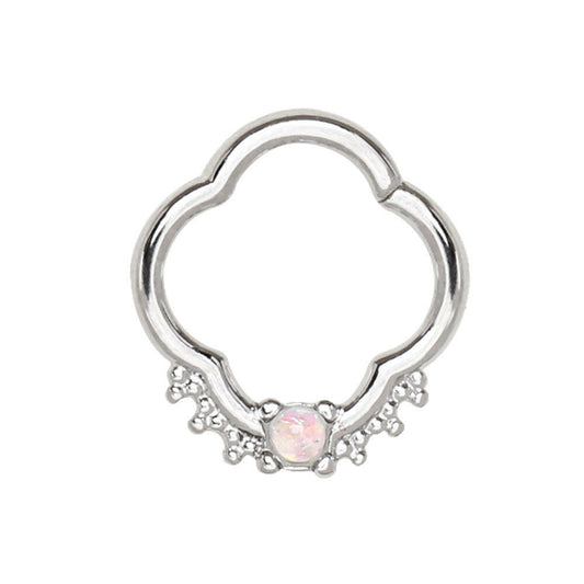 Opal Quatrefoil Captive Bead Ring Septum Ring 16G
