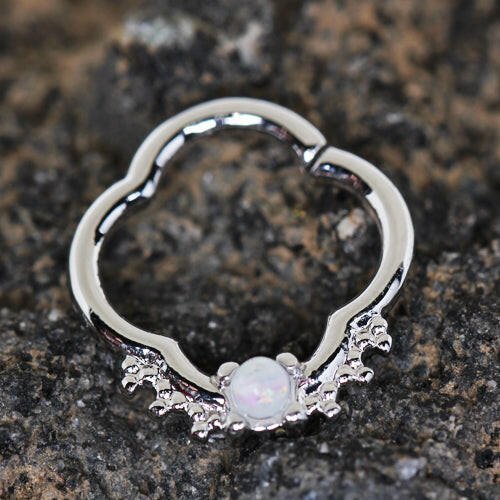 Stainless Steel Jeweled Quatrefoil Captive Bead Ring / Septum Ring Septum Ring Impulse Piercings