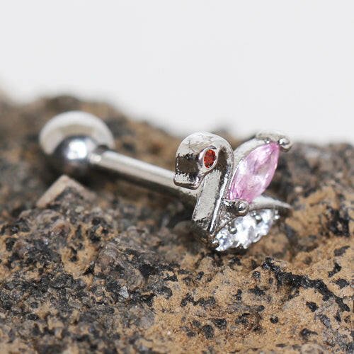 Stainless Steel Jeweled Swan Cartilage Earring Cartilage Earring Impulse Piercings