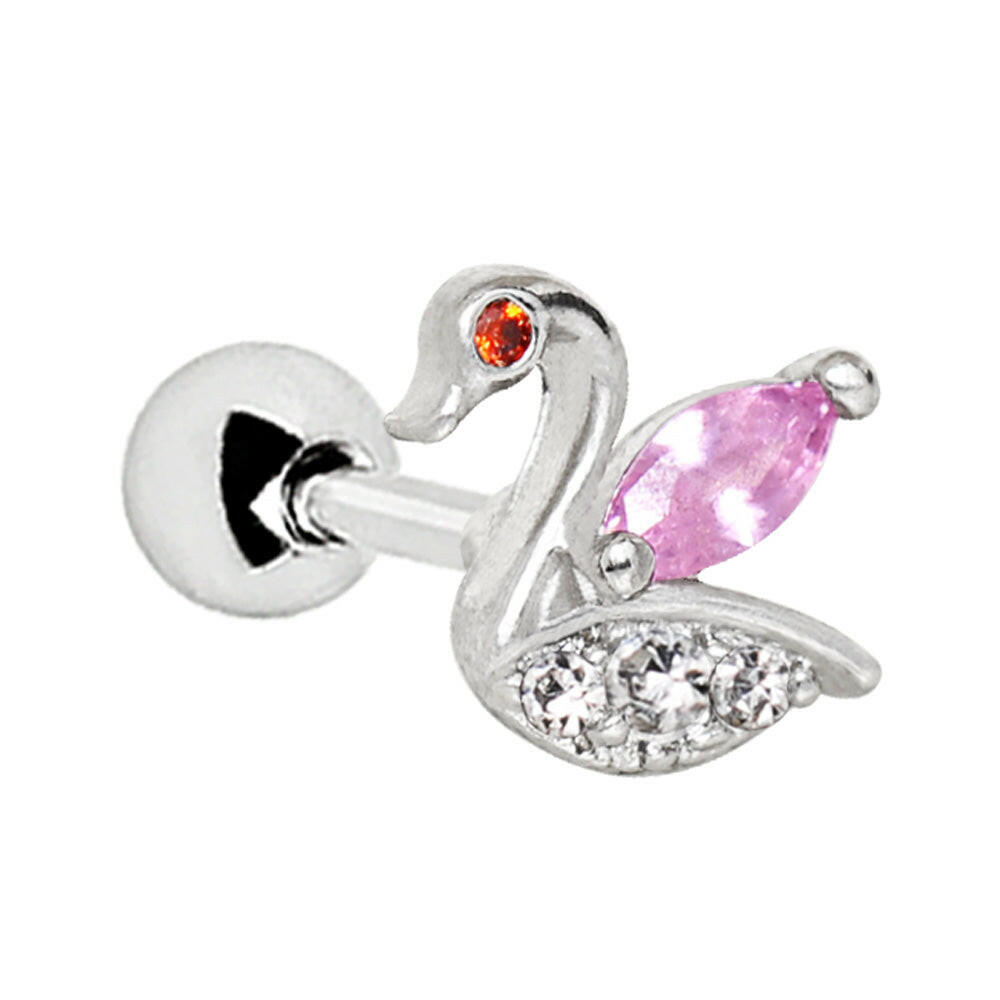 Stainless Steel Jeweled Swan Cartilage Earring Cartilage Earring Impulse Piercings