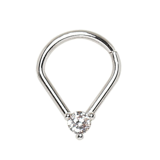 Stainless Steel Jeweled Teardrop Shaped Seamless Ring Seamless Ring Impulse Piercings