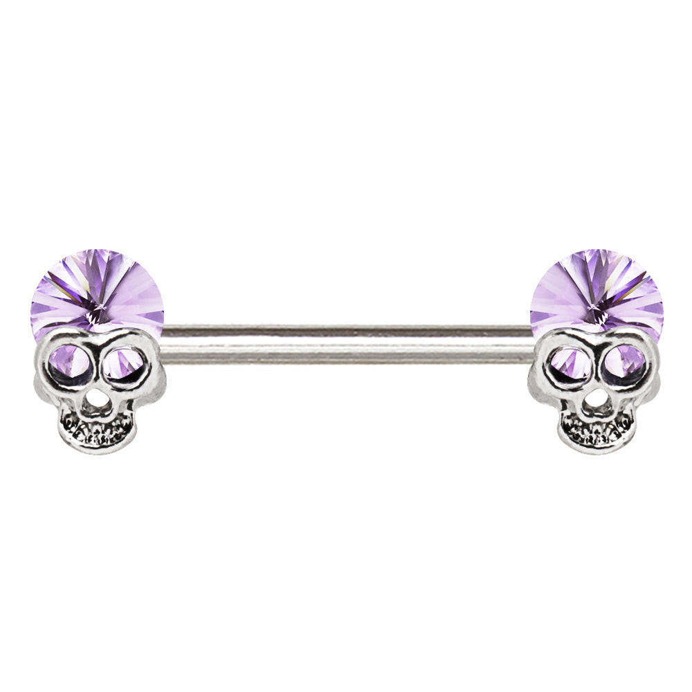 Stainless Steel Lavender Skull Nipple Bar Nipple Ring Impulse Piercings