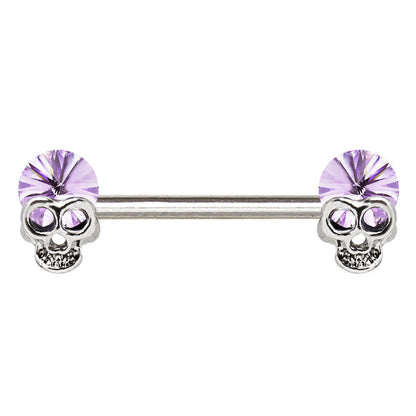 Stainless Steel Lavender Skull Nipple Bar Nipple Ring Impulse Piercings