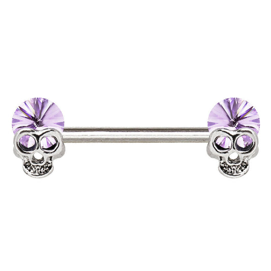 Stainless Steel Lavender Skull Nipple Bar Nipple Ring Impulse Piercings